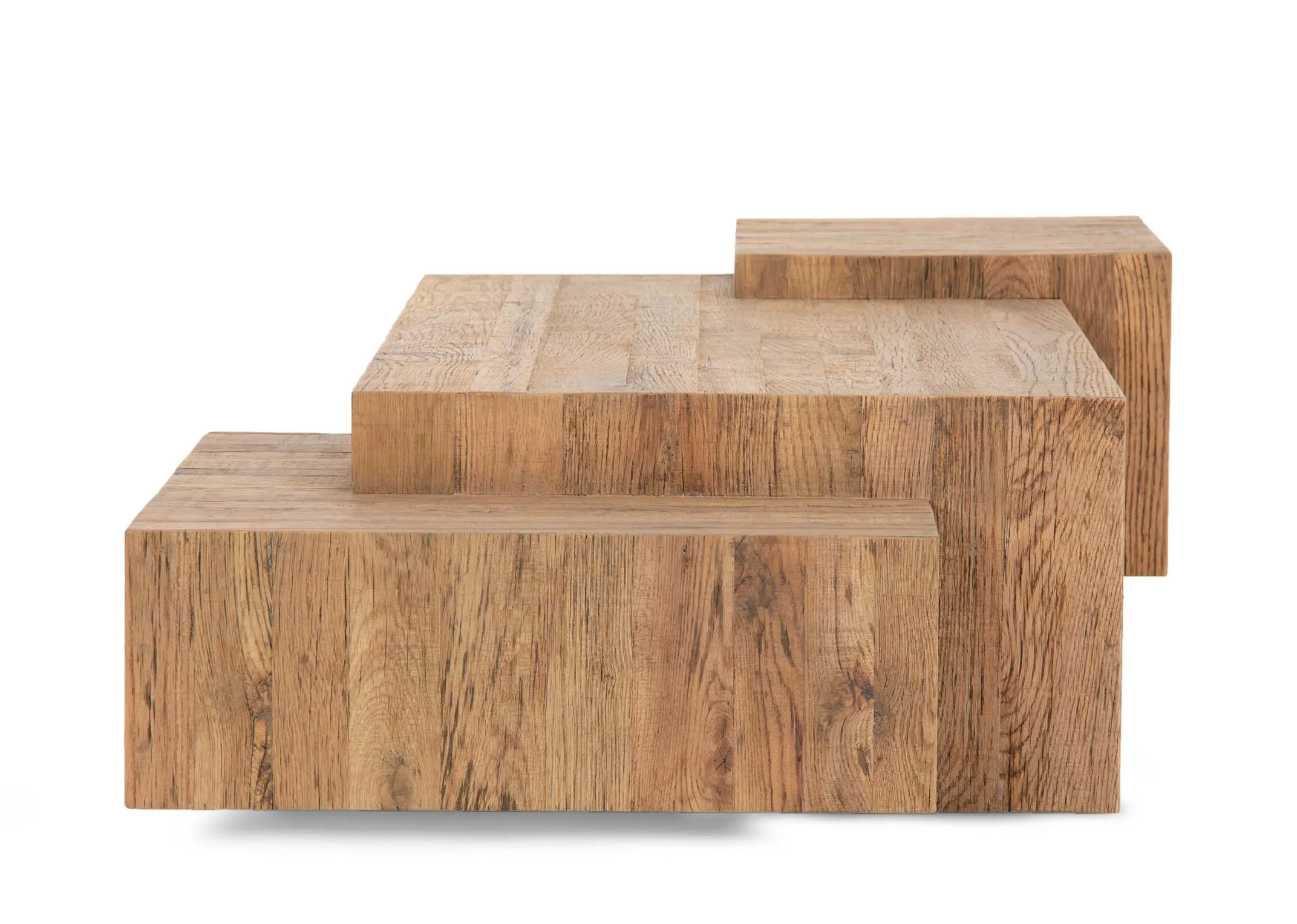 An oak 2 drawer 4 shelf bookcase from EZ Livings Nova range. Front view of 2 tiers of blocks combined to make ta