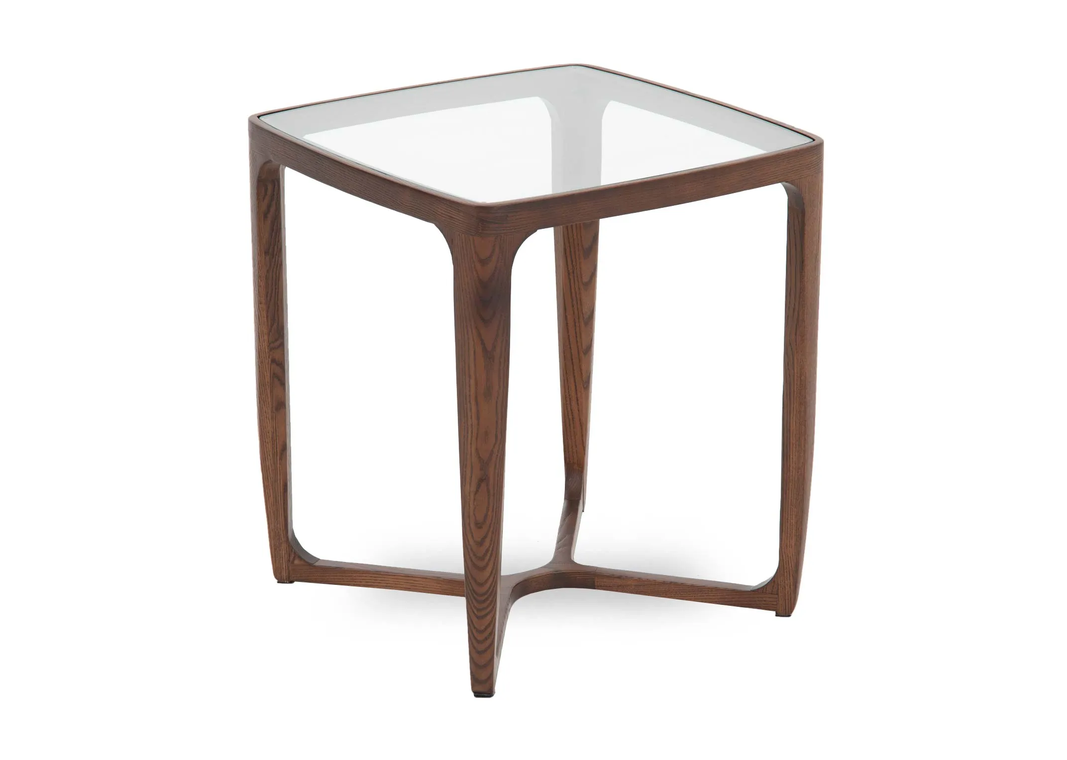 A brown ash side table from EZ Livings Cameo range. Angled view