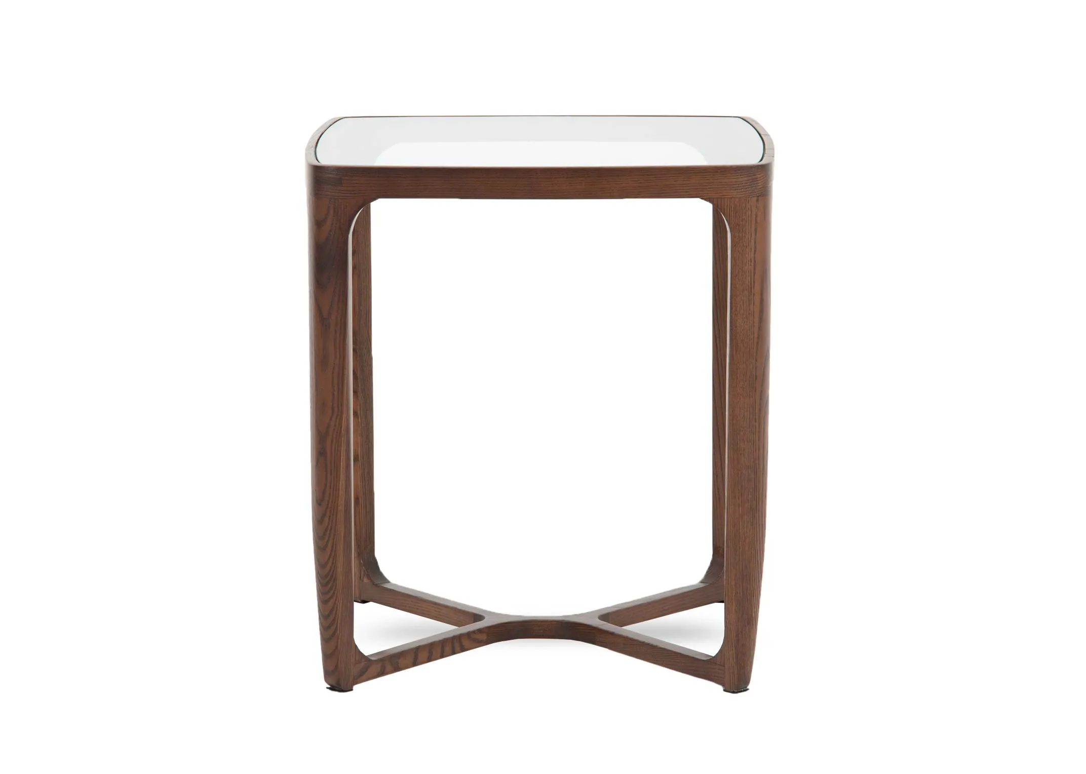 A brown ash side table from EZ Livings Cameo range. Side veiw of wood finish on frame