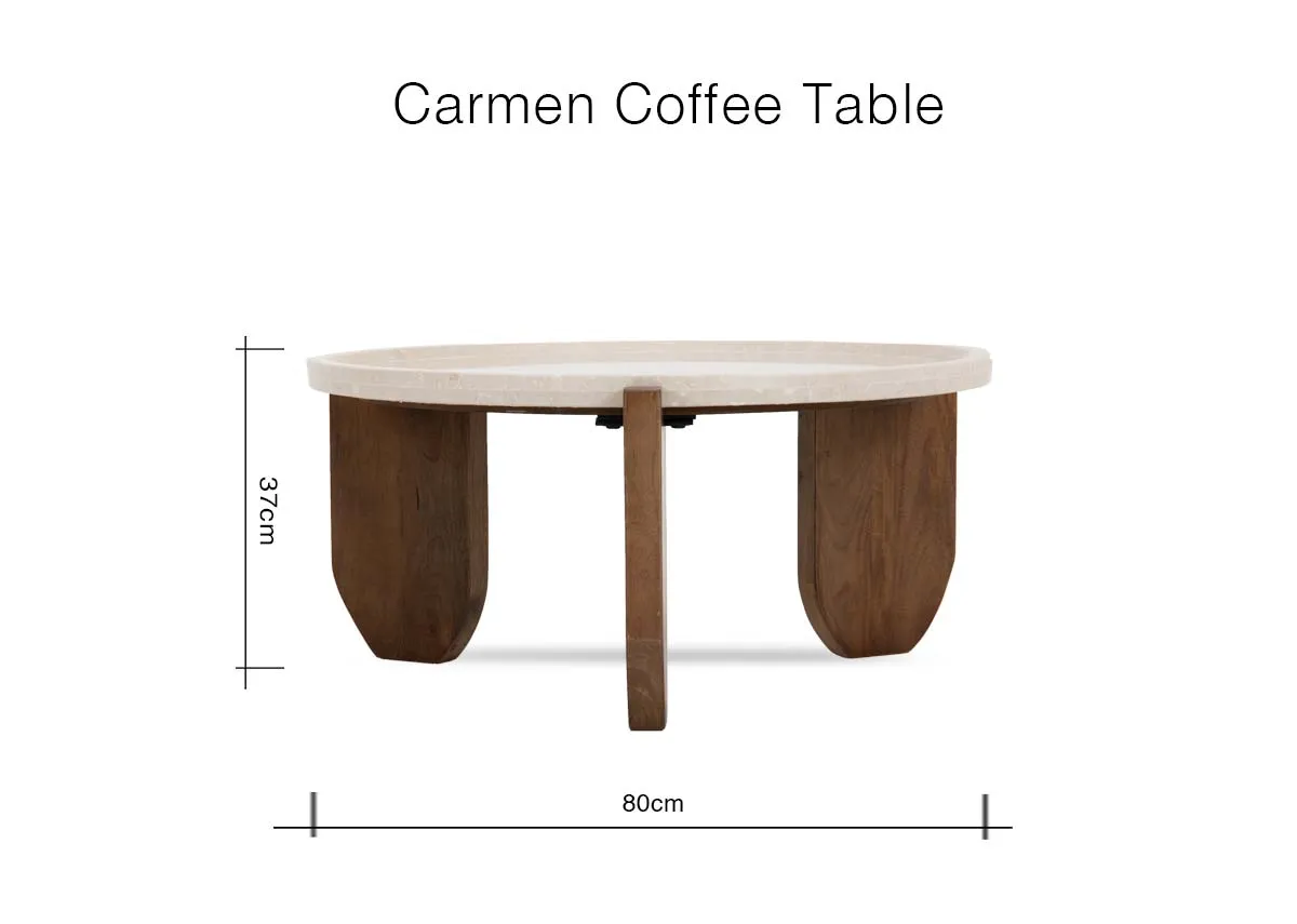 A dimension image of the Carmel Coffee Table with 88cm x 37cm