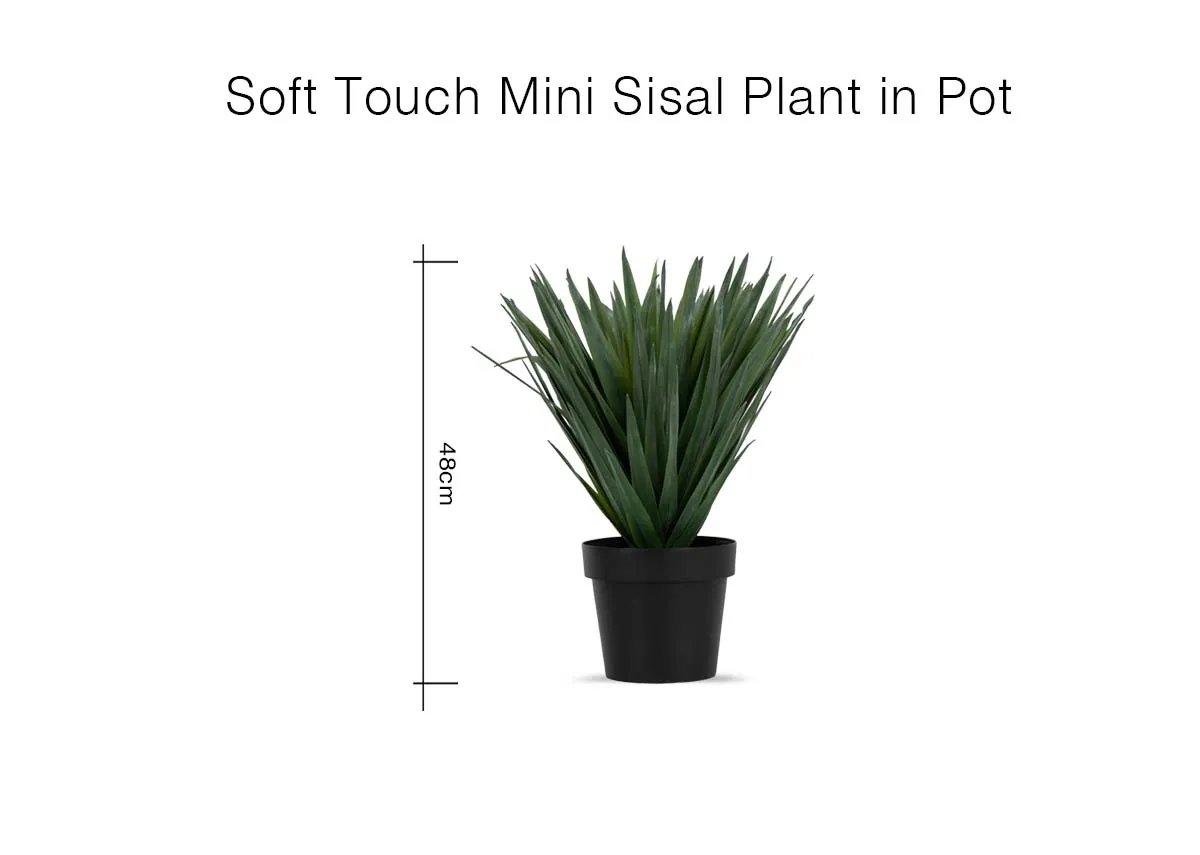 A dimension image of the Soft Touch Sisal Plant with 48cm