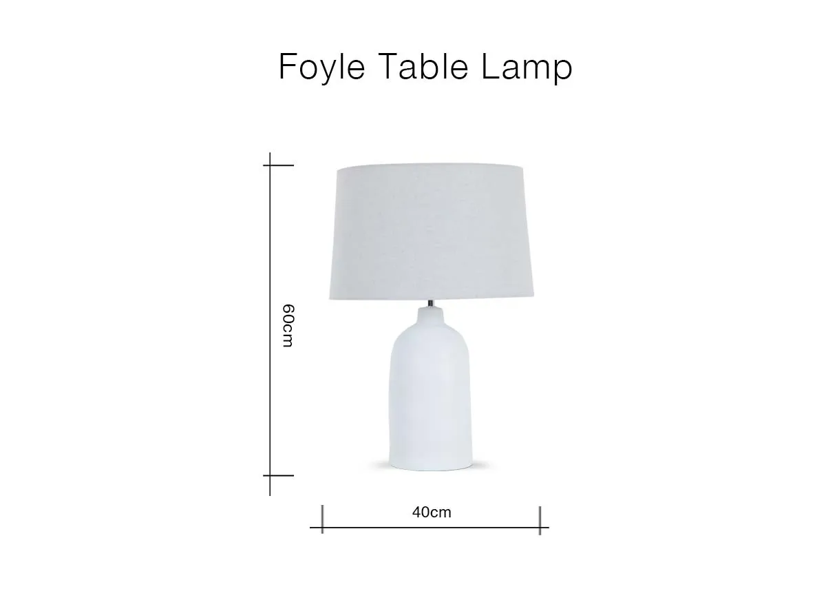 A dimension image of the Foyle Table Lamp with 40cm x 63cm