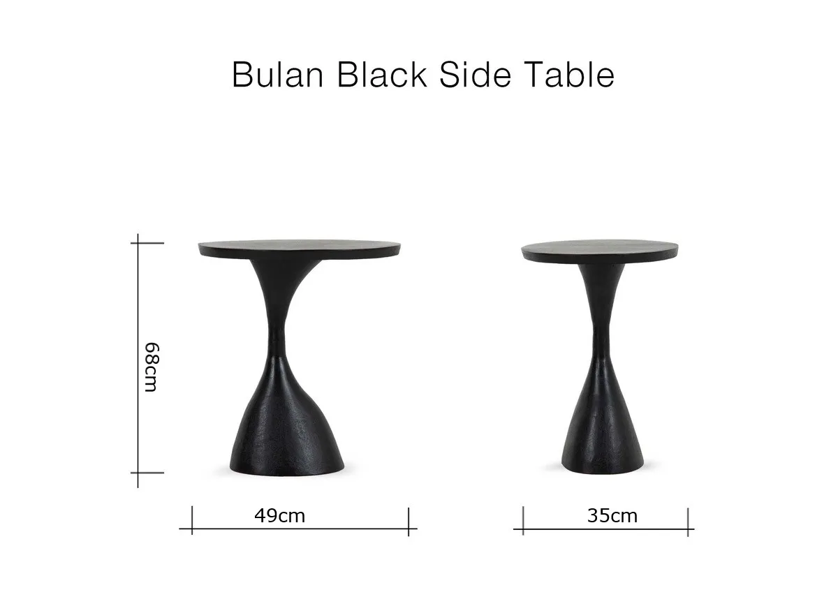 A dimension image of the Bulan Side Tabel with 49cm x 35cm x 68cm