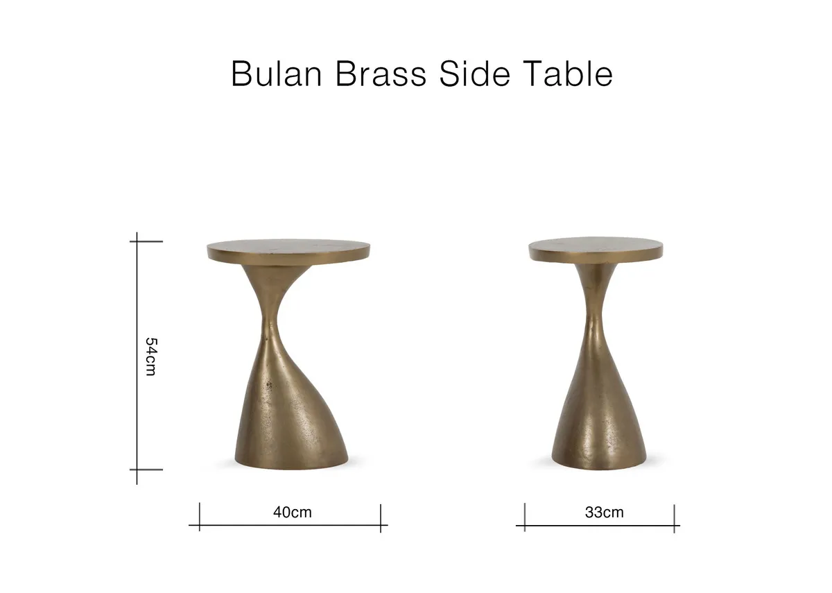 A dimension image of the Bulan Brass Side table with 40cm x 33cm x 54cm