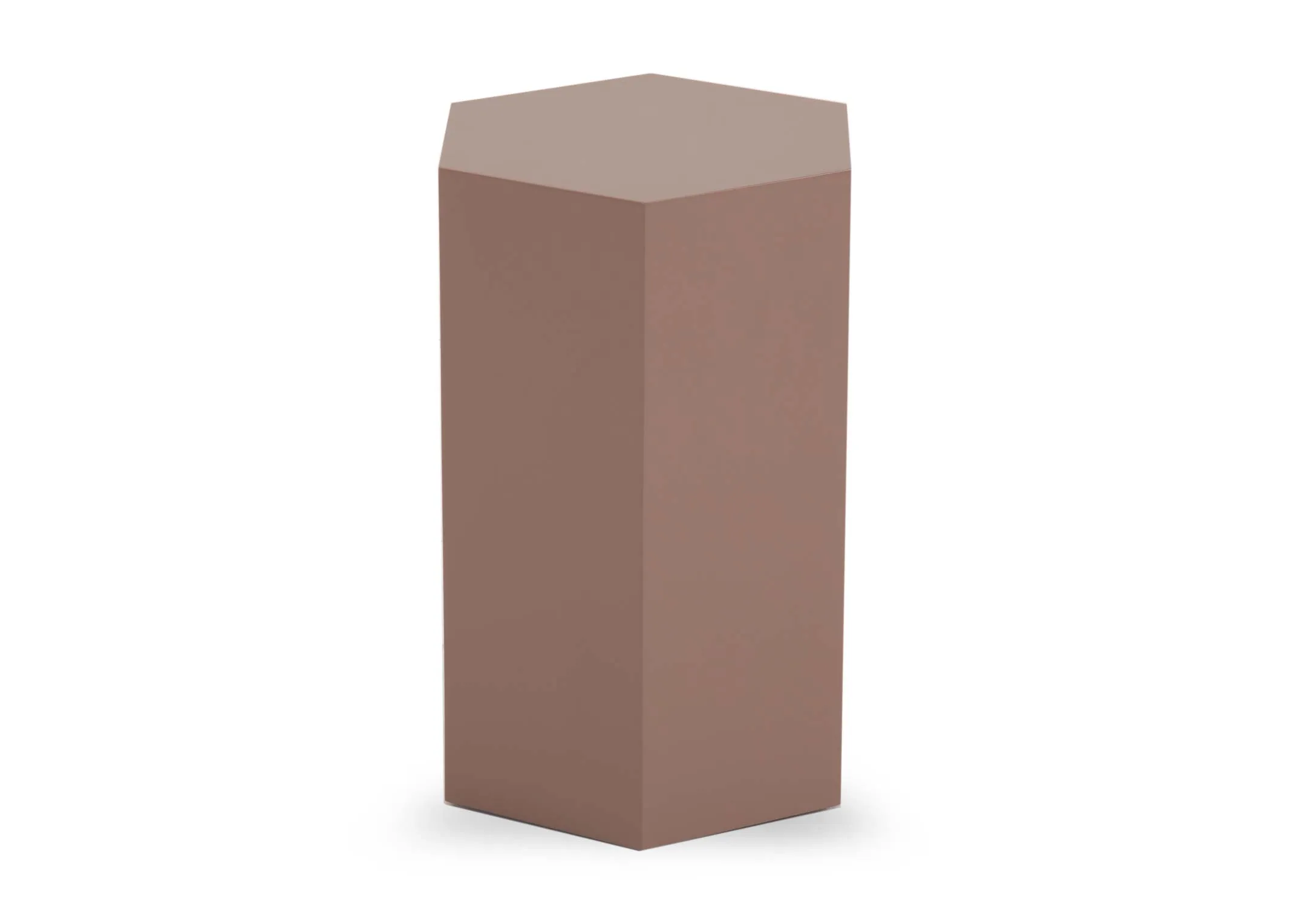 A hexagonal tall plinth lamp table from EZ Livings Jonas range. Front view.