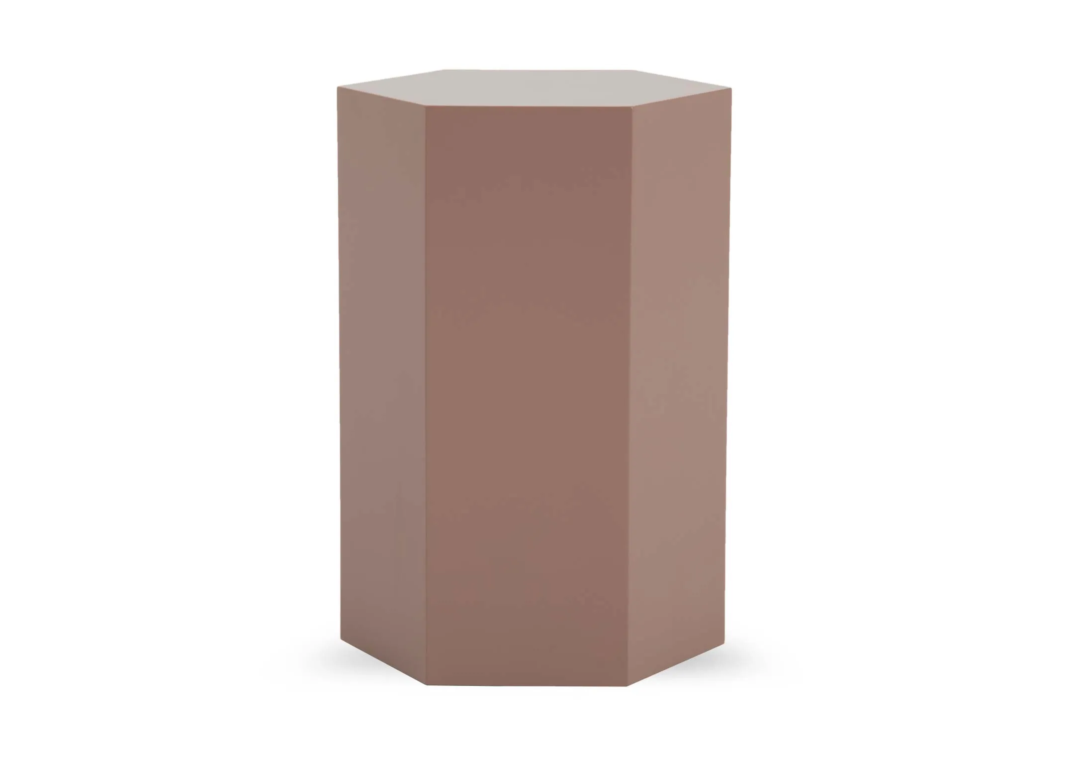 A hexagonal tall plinth lamp table from EZ Livings Jonas range. Side view