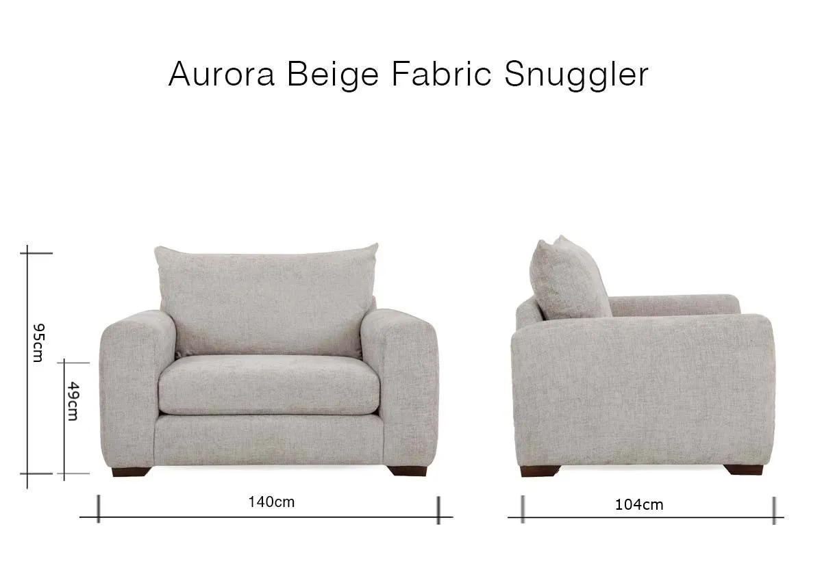 A dimension image of the Aurora Beige Snuggler with 104cm x 104cm x 95cm