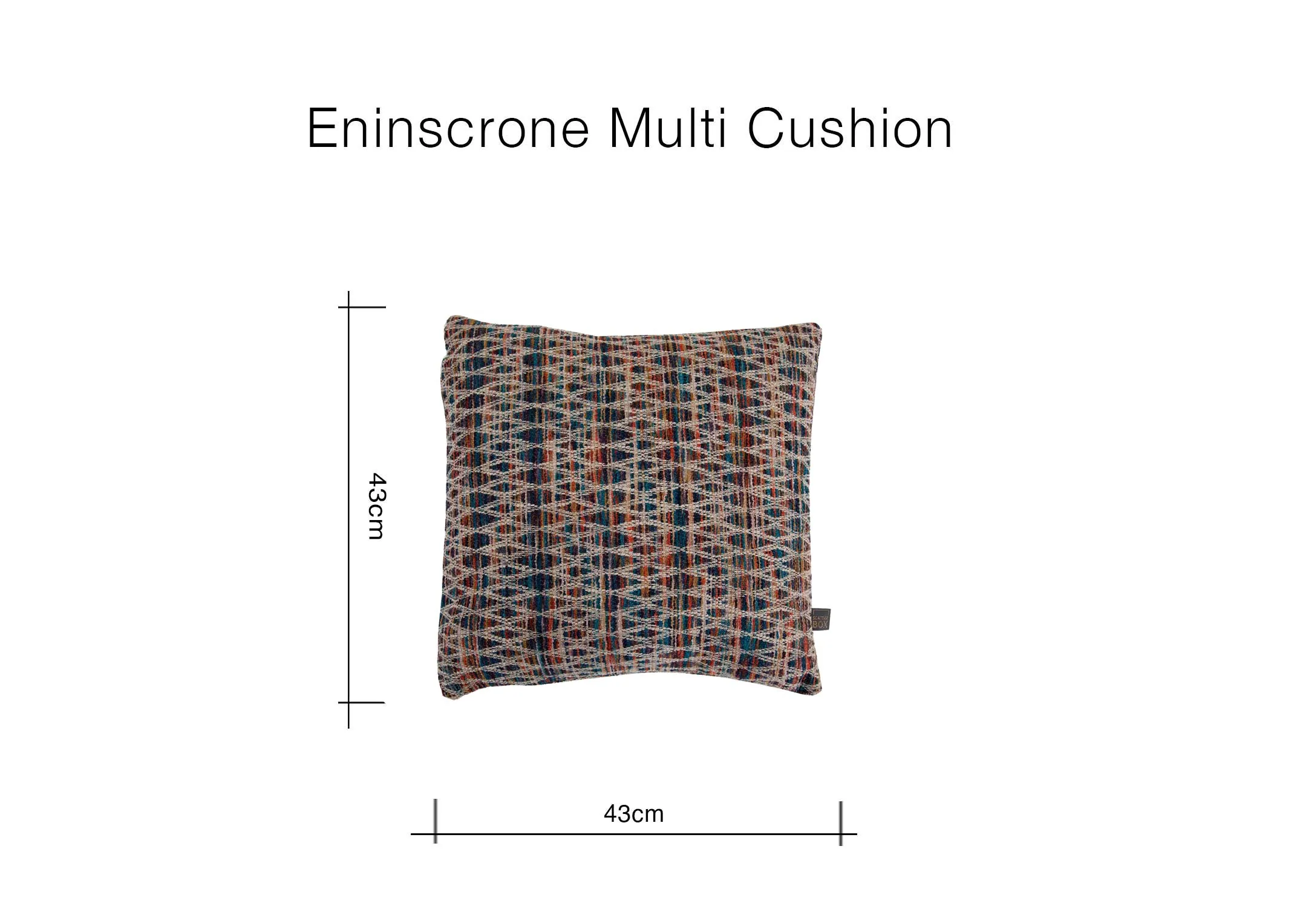 A dimension image of the Enniscrone Cushion is 43cm x 43cm