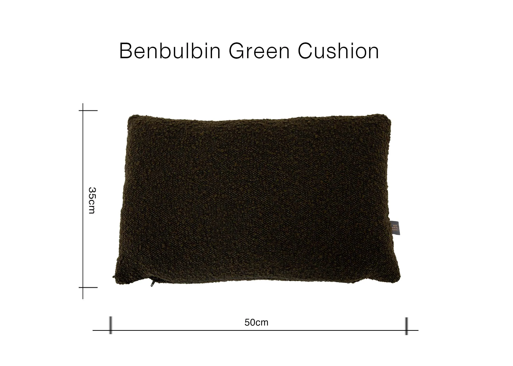 A dimension image of the Benbulbin cushion with 35cm x 50cm