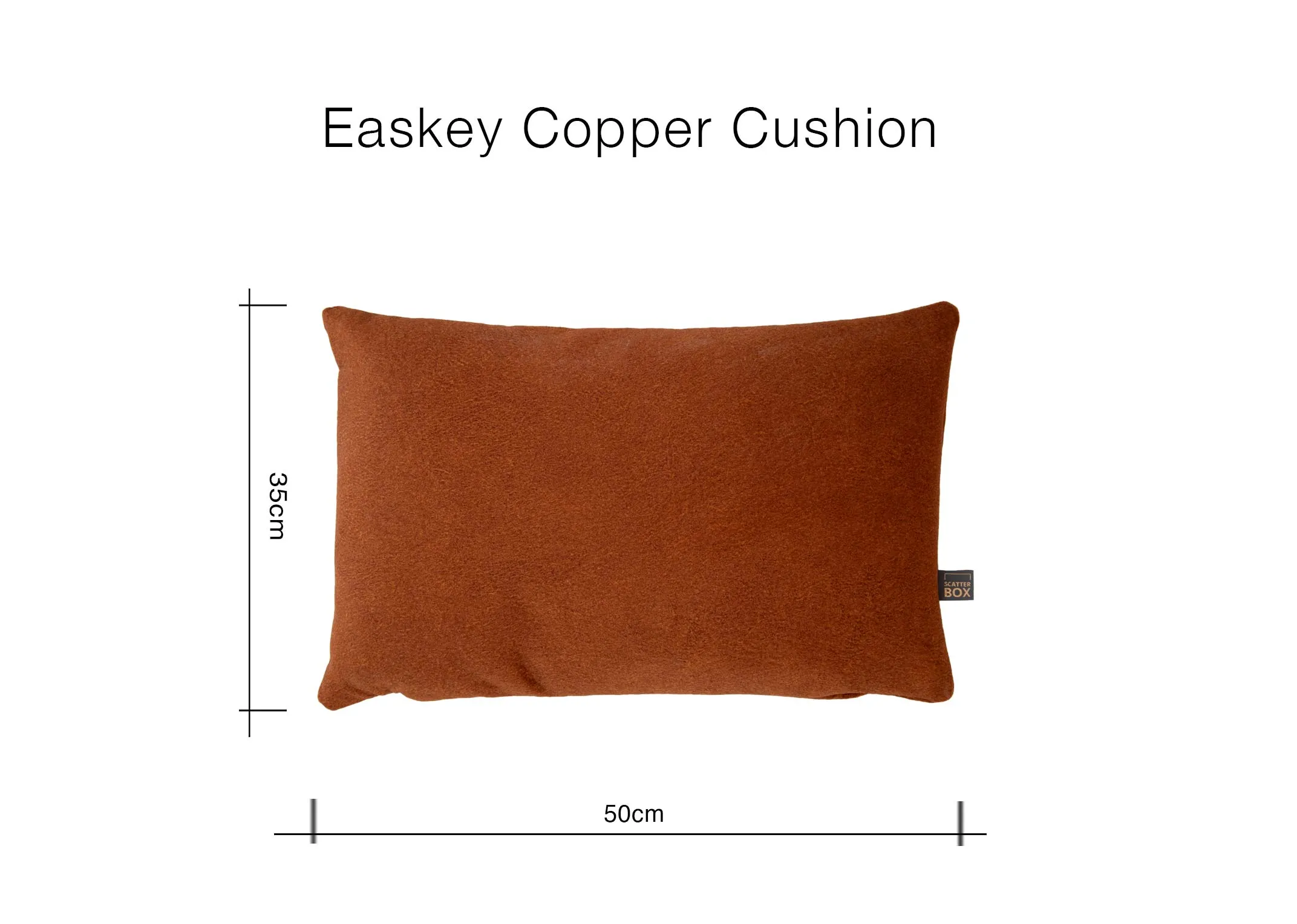A dimension image of the Easkey Cushion with 35cm x 50cm