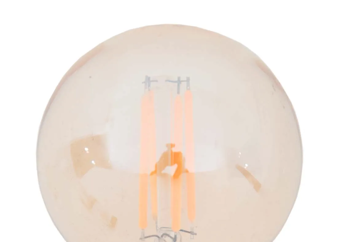 A globe LED bulb from EZ Livings Home Accessories range. Closeup of element.