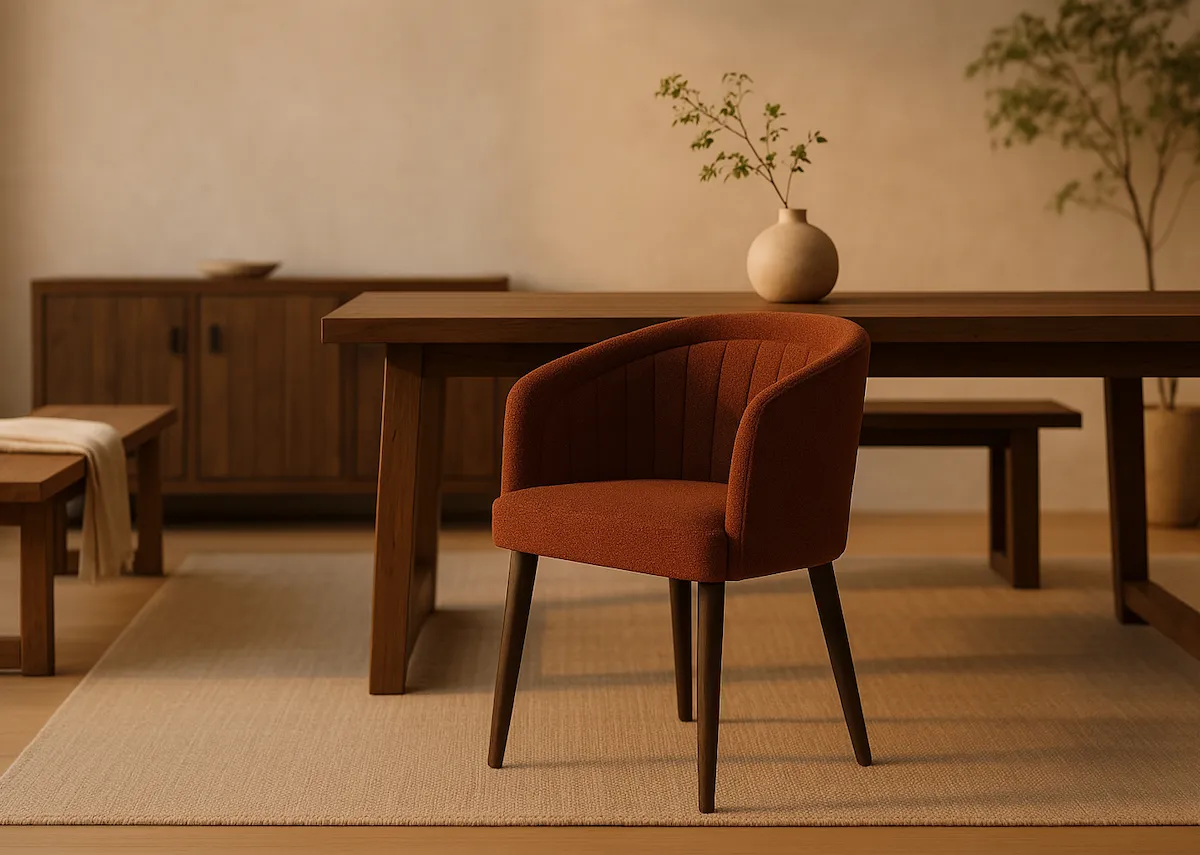 Orange Boucle Dining Chair - Bardot