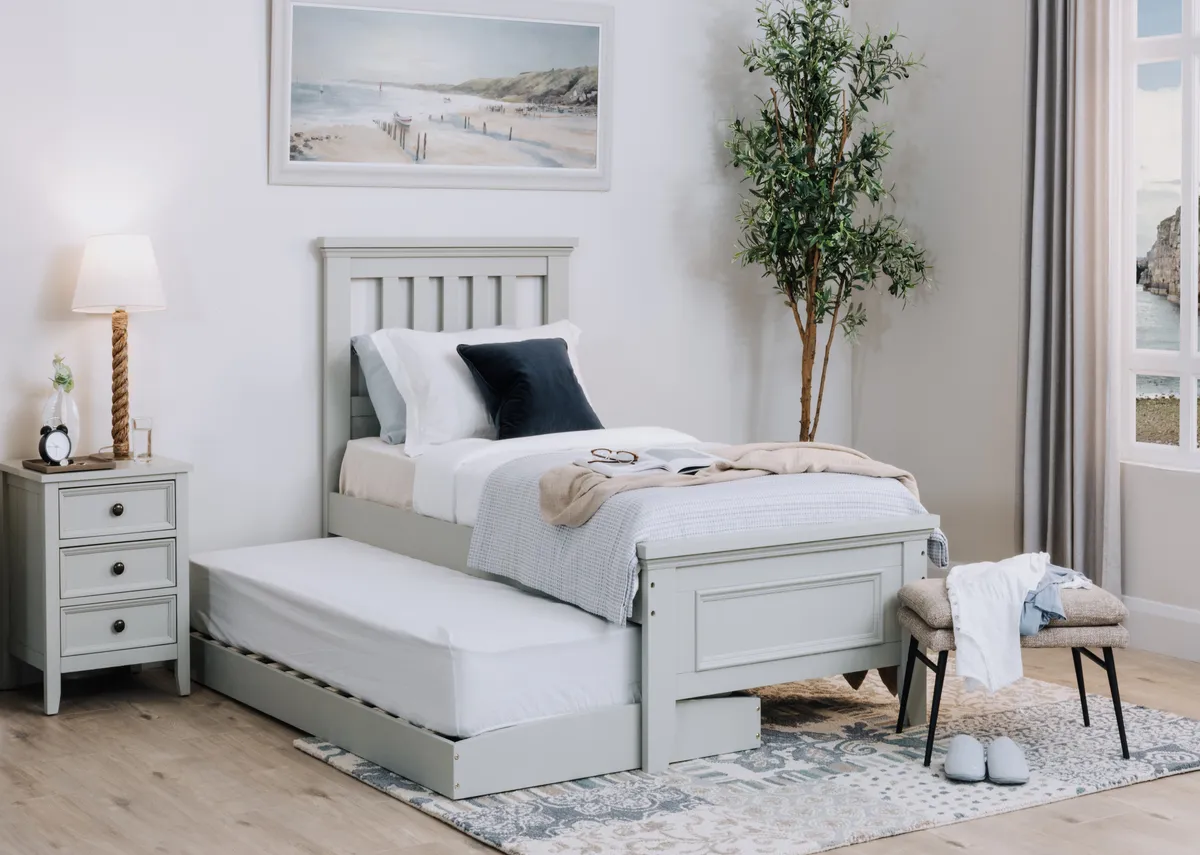 Single (3ft) Grey Bed Frame with Guest Bed - Hudson