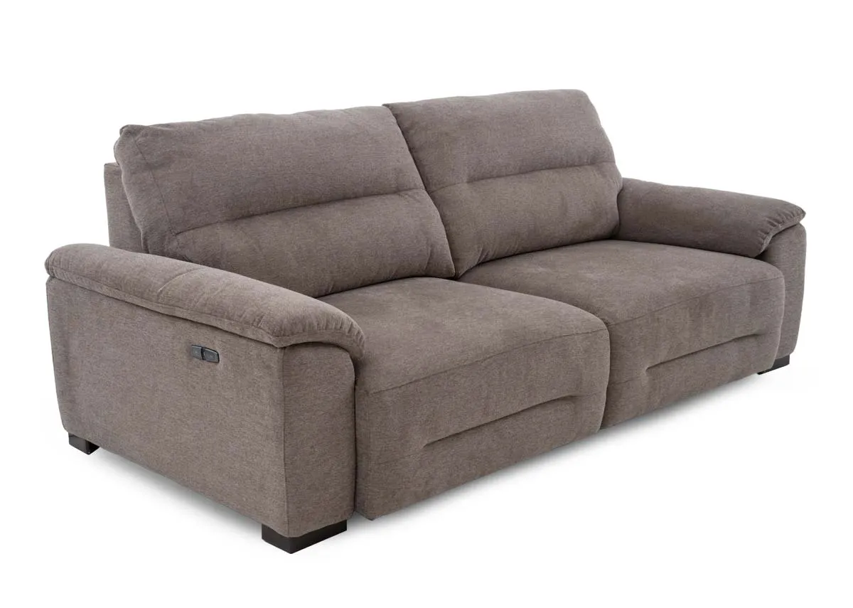 3 Seater Brown Fabric Cinema Chaise - Annalee