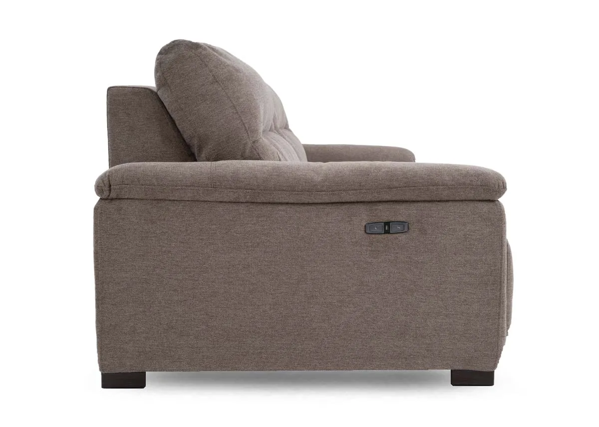 A 3 seater cinema chaise sofa from EZ Livings Annalee range. Angled view of soth sidea reclined