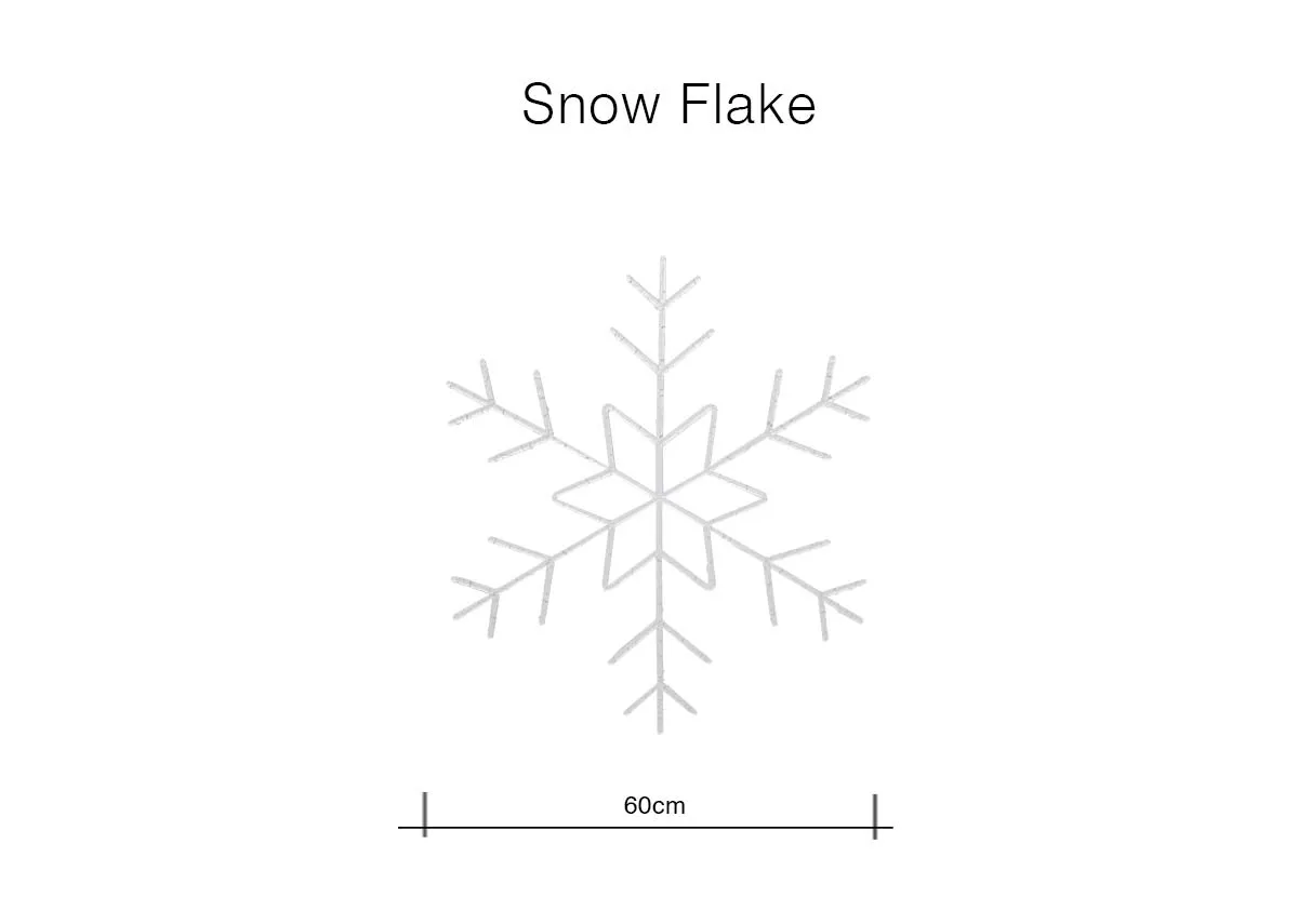 A dimension image of the Snowflake with 60cm