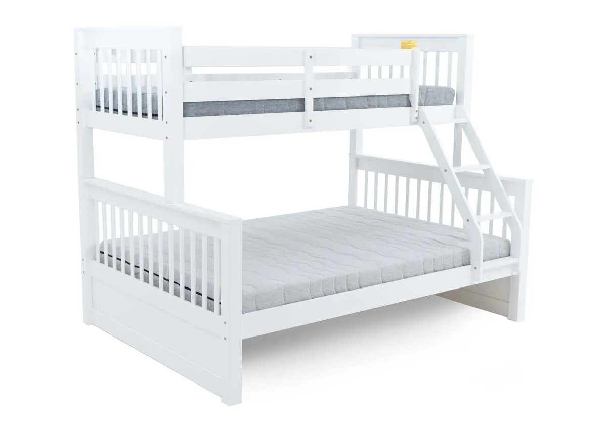 Twin (3ft) & (4ft6) White Bunk Bed - Lara