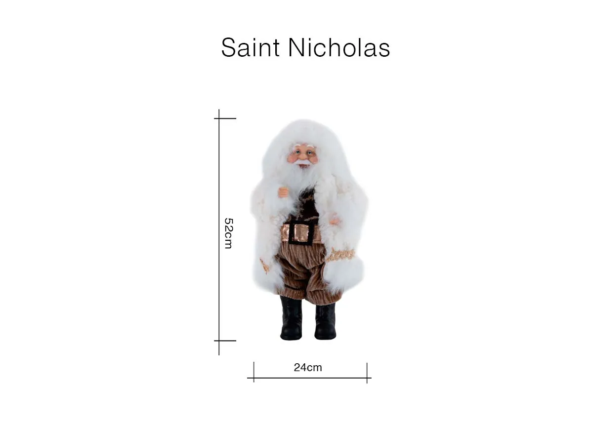 A dimension image of the Saint Nicholas figurine with 24cm x 52cm