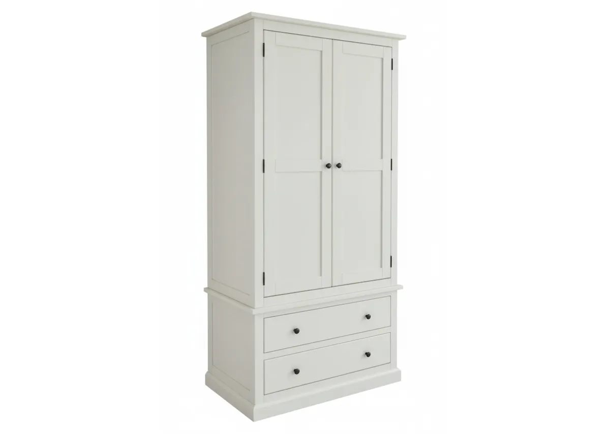 2 Door 2 Drawer White Wardrobe - Atlas