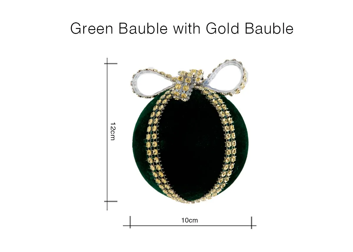 A dimension image of the Green Bauble with 10cm x 12cm