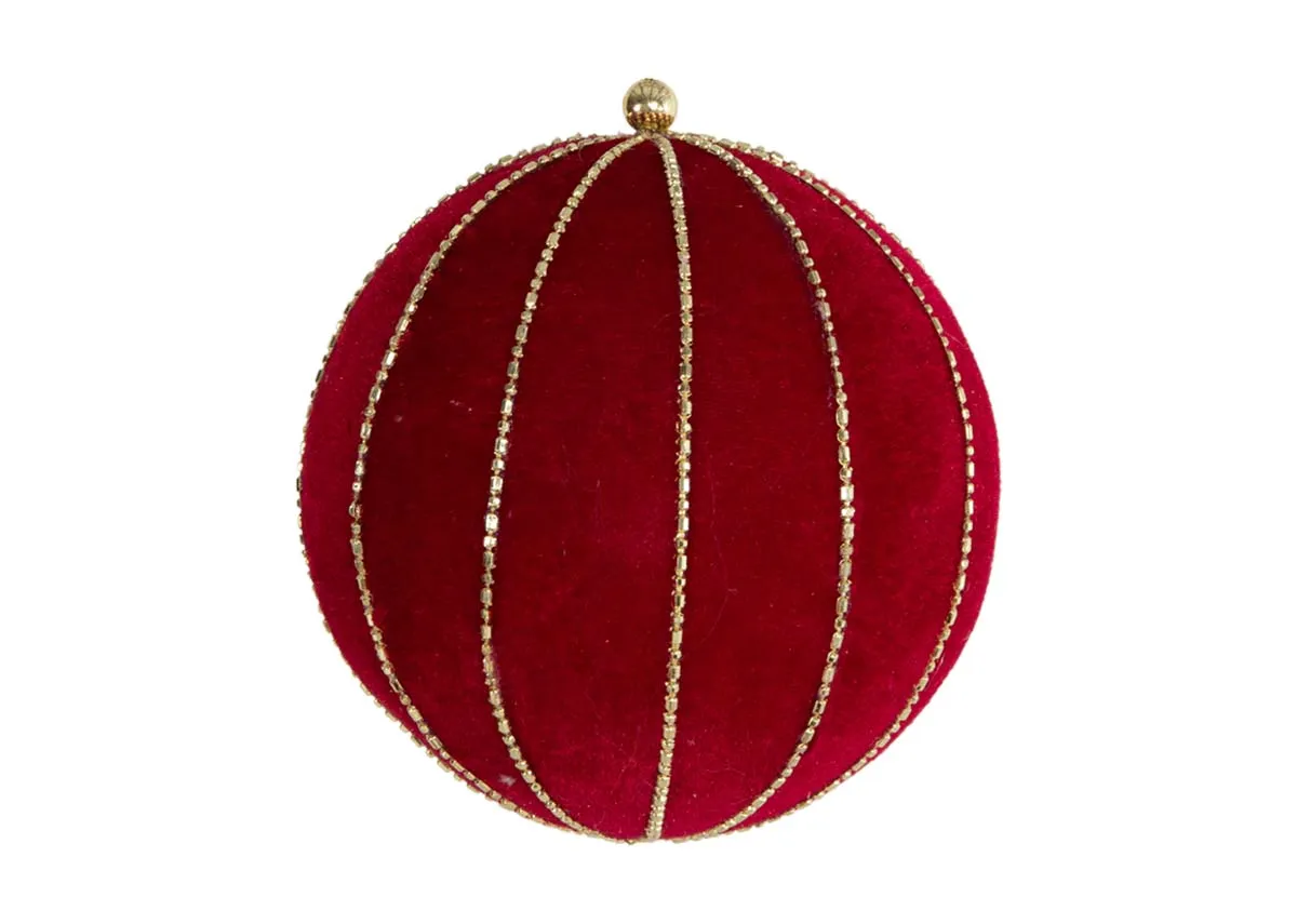 Box of 6 Red Velvet 12cm Ball - Christmas Bauble