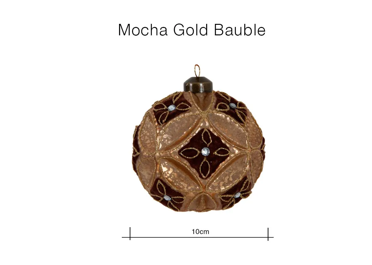 A dimension image of the Mocha Bauble with 10cm