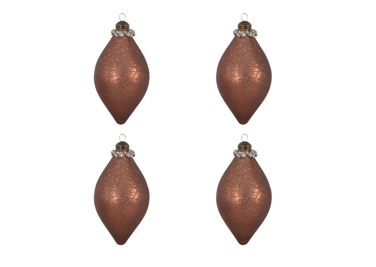 Set of 4 Brown Drop Baubles - Underneath The Christmas Tree