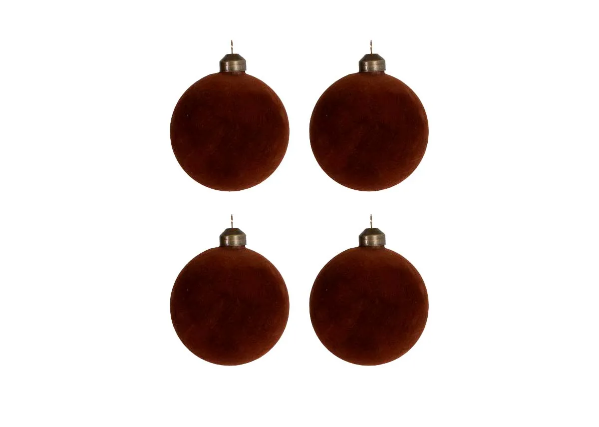 Set of 4 10cm Brown Baubles - Wish It Could Be Christmas Everyday