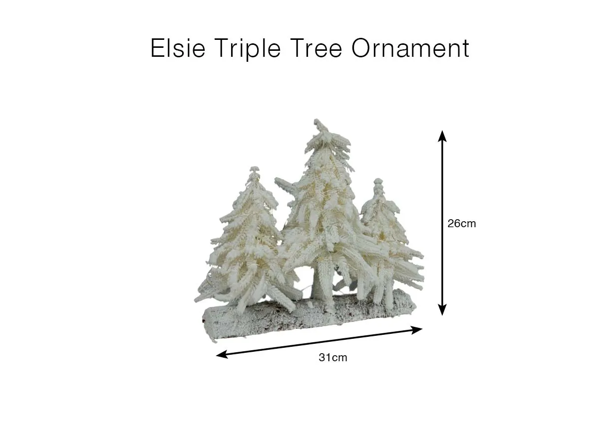 A dimension image of the Elsie Triple Tree Ornament with 31cm x 26cm