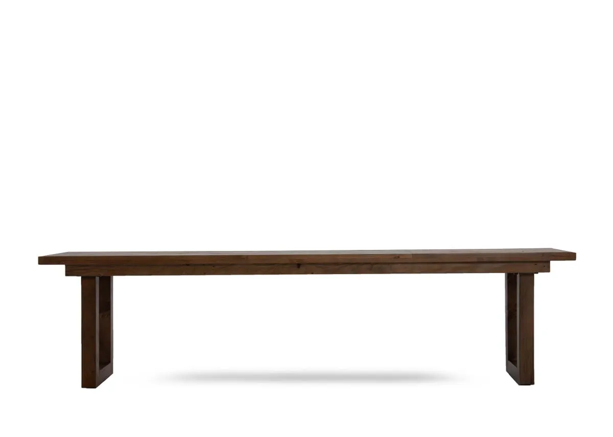 A cashew wood dining bench from EZ Livings Ladder range. Front view