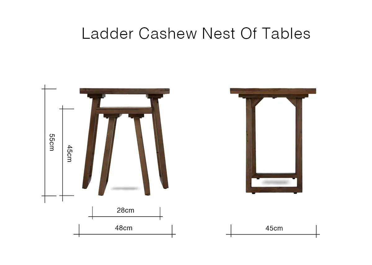Nest of 2 Cashew Reclaimed Tables - Ladder - EZ Living Furniture