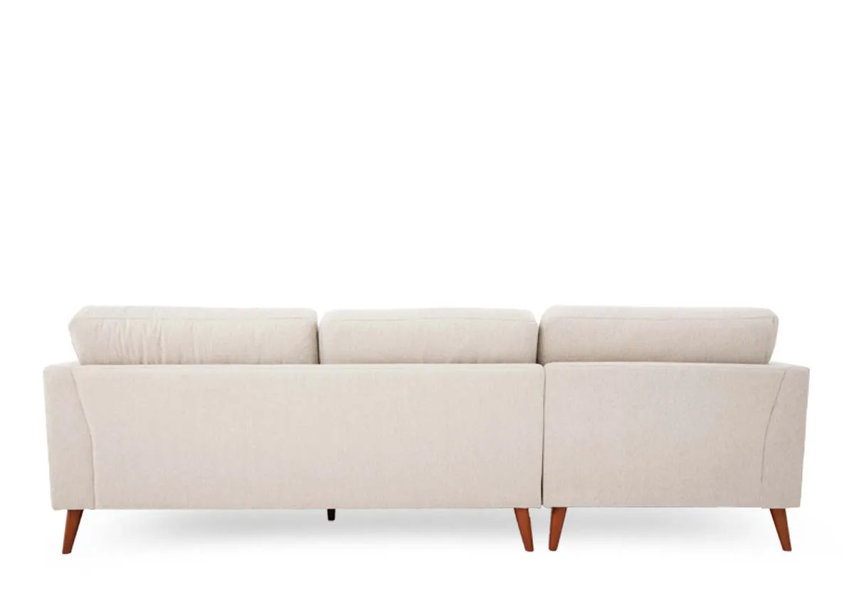 A beige corner chaise from EZ Livings Presley range. Back view