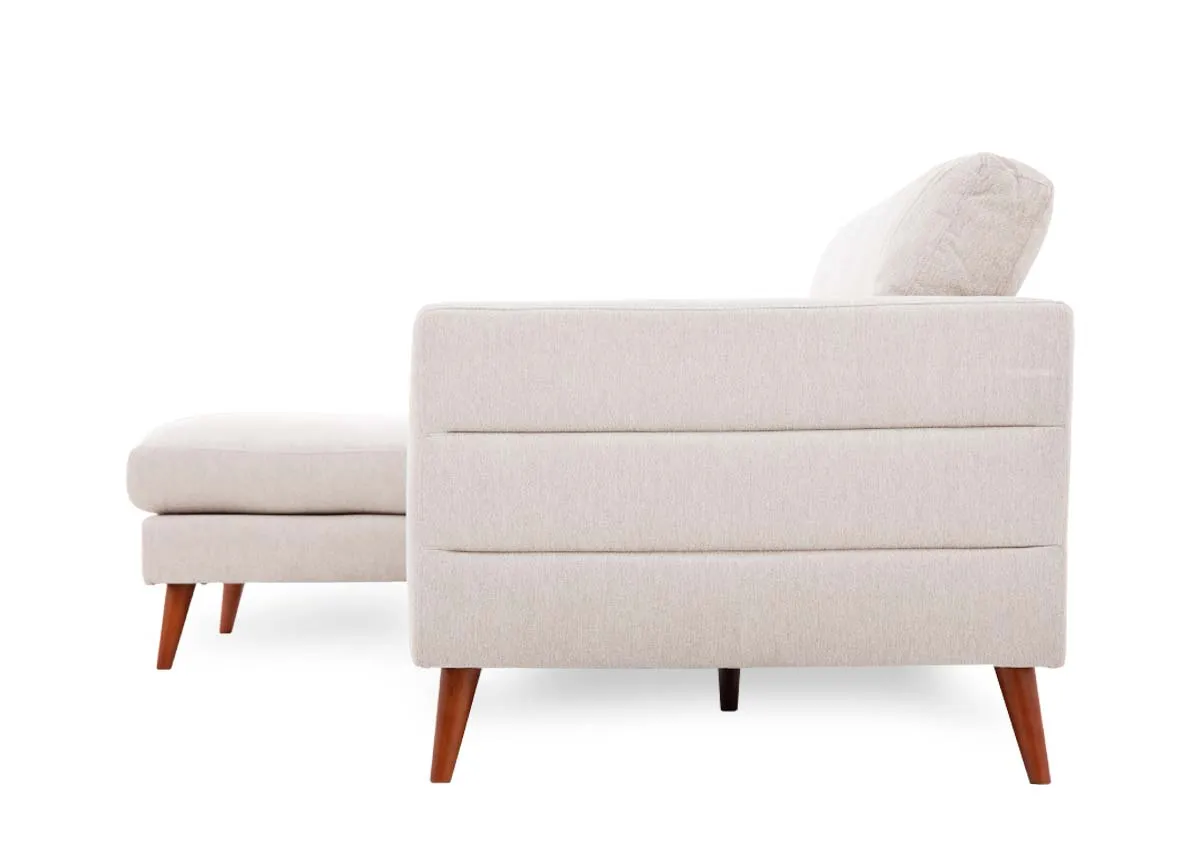 A beige corner chaise from EZ Livings Presley range. Side view