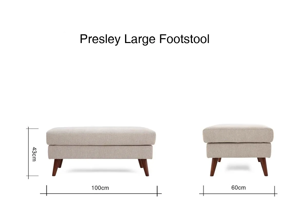 A dimension image of the Presley Large Footstool with 100cm x 60cm x 43cm