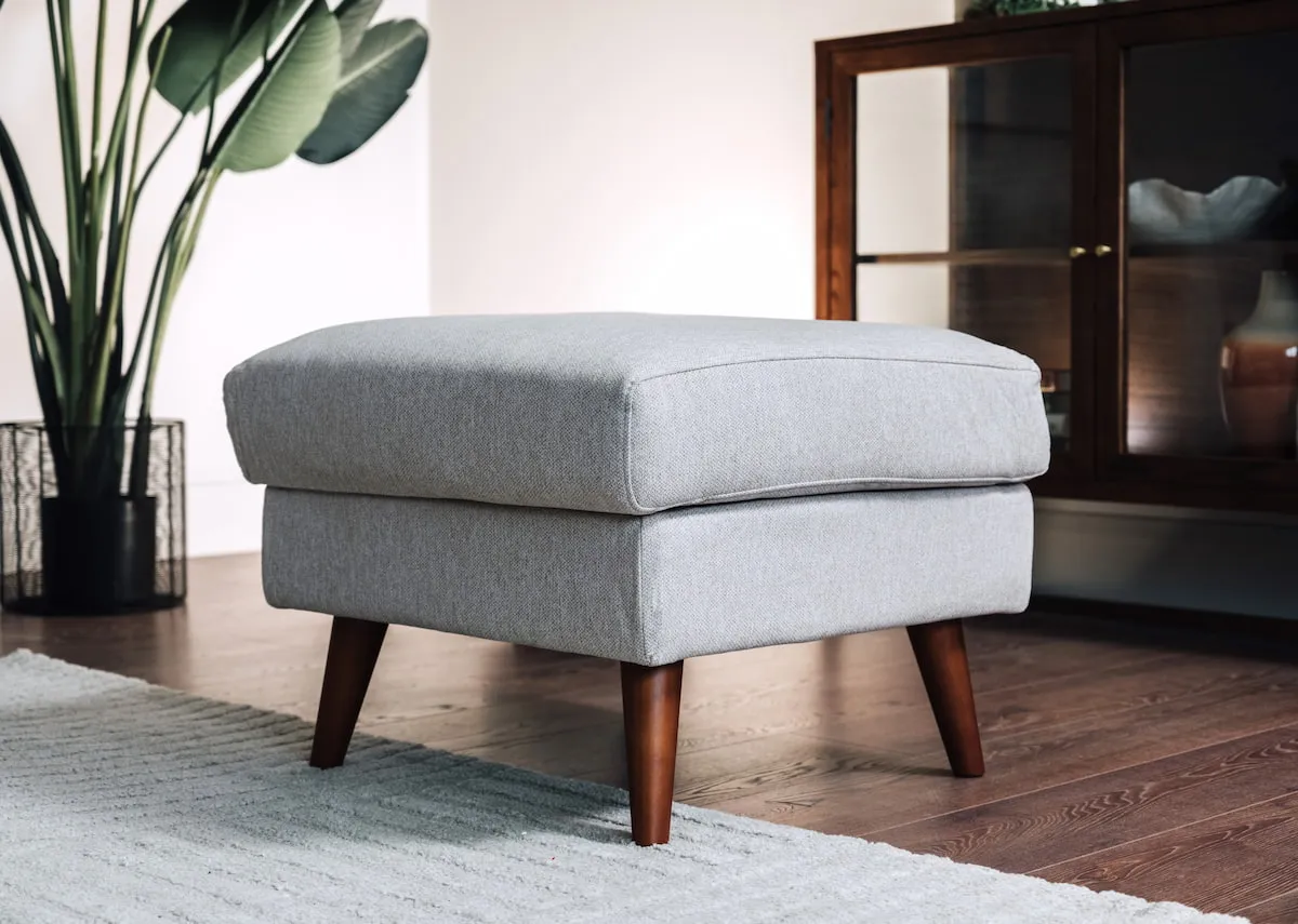 Small Beige Fabric Footstool - Presley