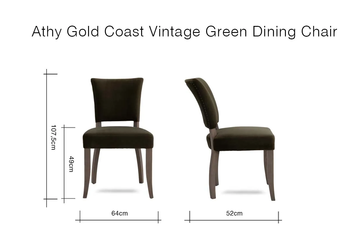 A dimension image of the Athy Dining Chair with 52cm x 64cm x 49cm x 107.5cm