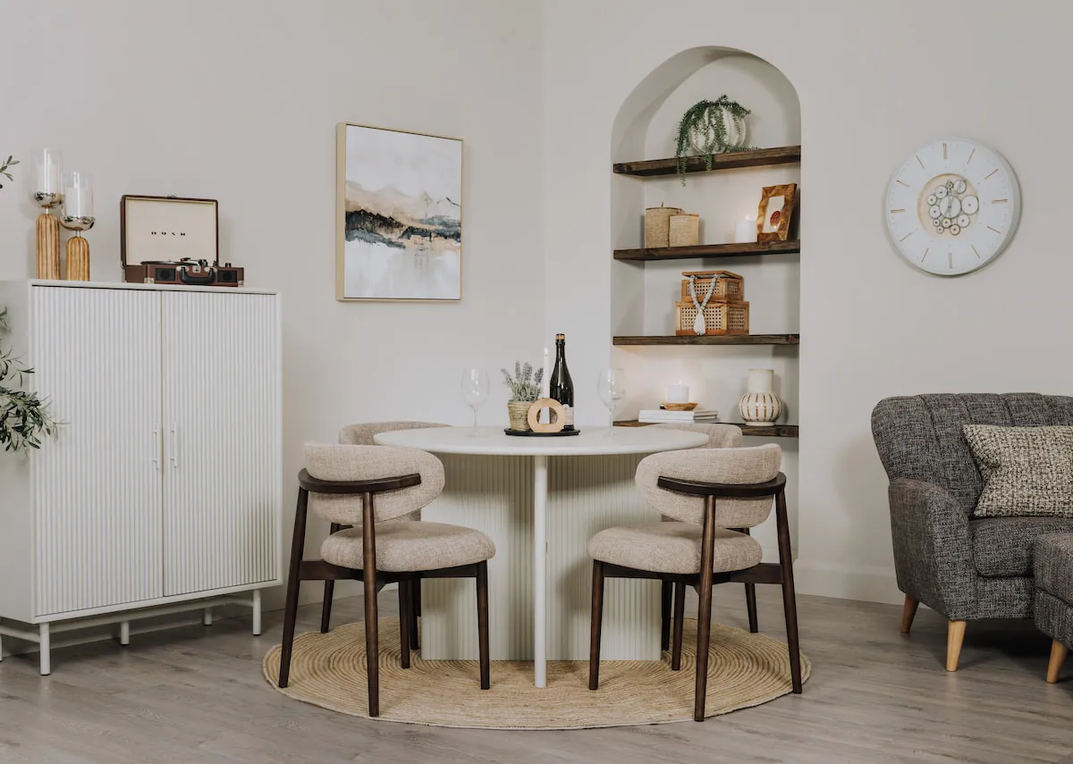 110cm Off White Round Dining Table - Palma