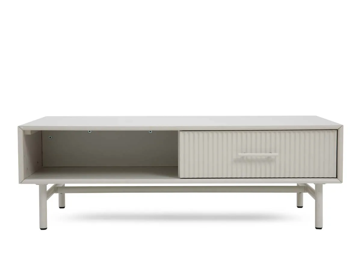 A white rectangular coffee table from EZ Livings Palma range. Front view