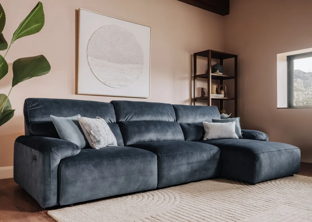 Grey Fabric LAF Power Chaise Sofa Bed - Davina