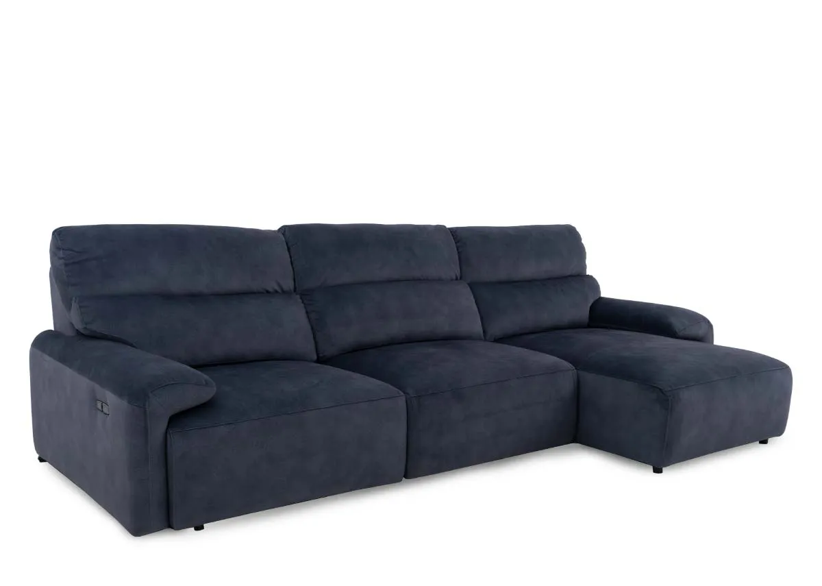 Grey Fabric LAF Power Chaise Sofa Bed - Davina