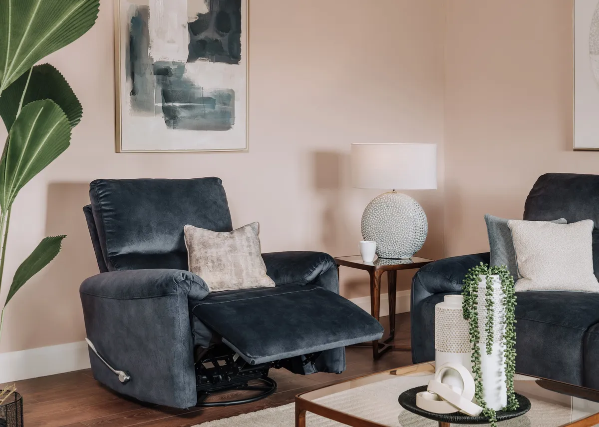 Grey Fabric Swivel Recliner - Davina