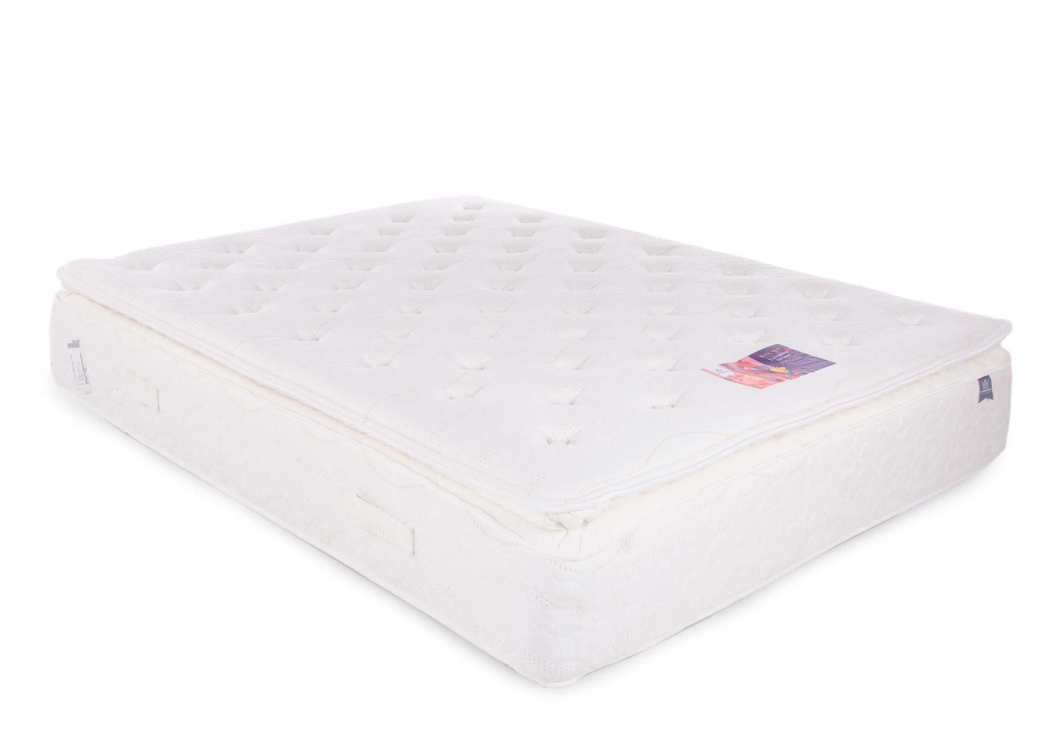 A small double 4ft pocket spring mattress from EZ Living Furniture Tranquility Deluxe range. Angled view of the mattress