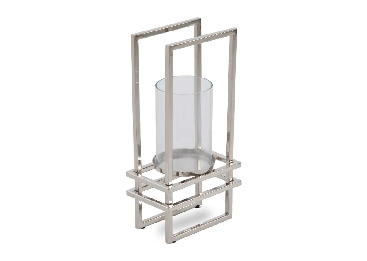 Small Silver & Glass Candle Holder - Marnie