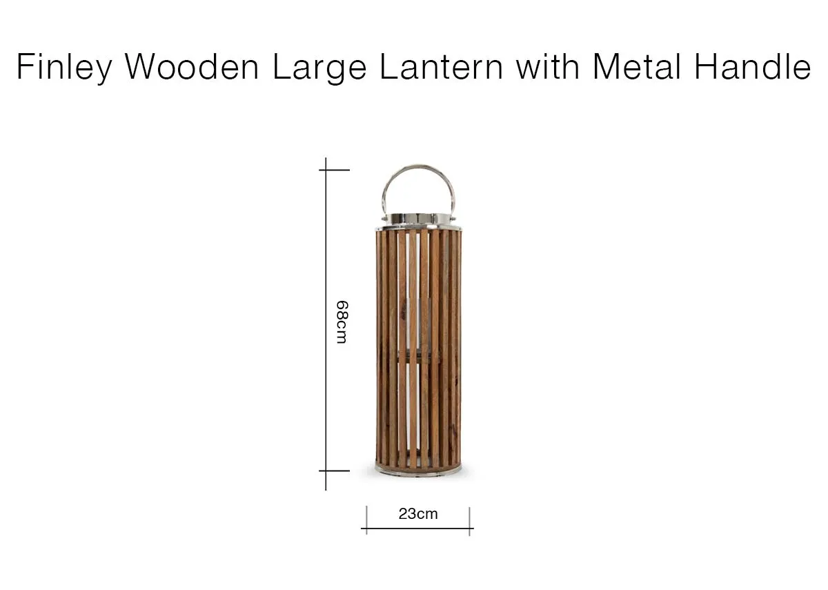 A dimension image of the Finley Large Lantern with 23cm x 68cm