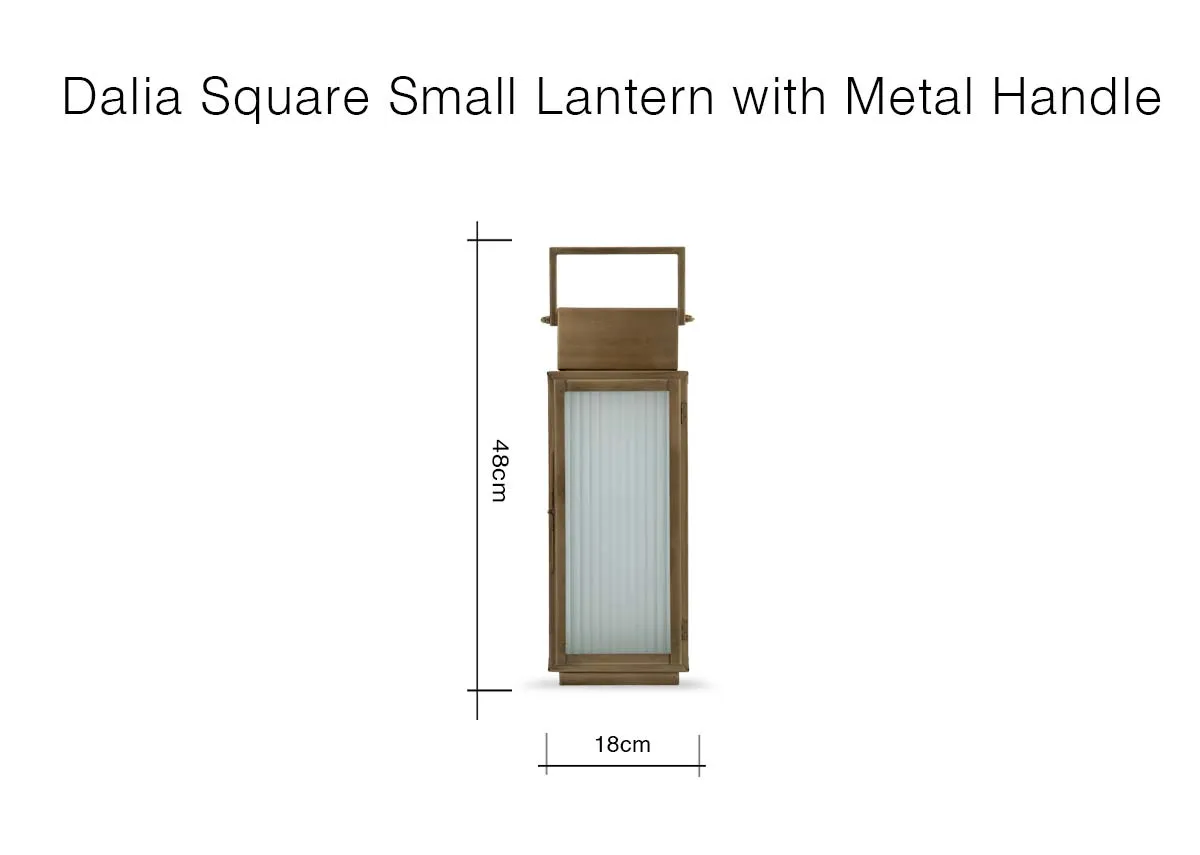 A dimension image of the Dalia Square Lantern with 18cm x 48cm