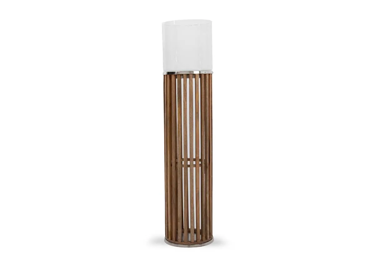 Large Wooden Candle Holder with Glass - Cole