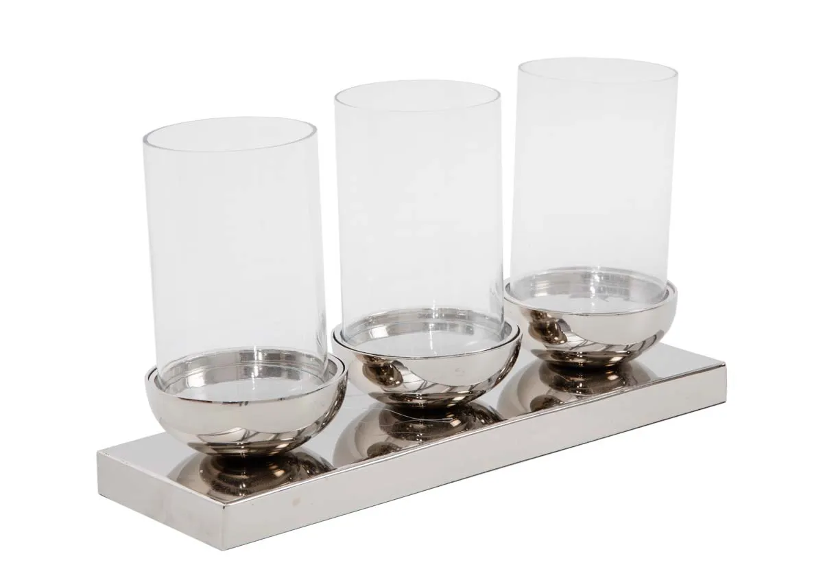 Silver Stand with 3 Pillar Candleholder - Bria