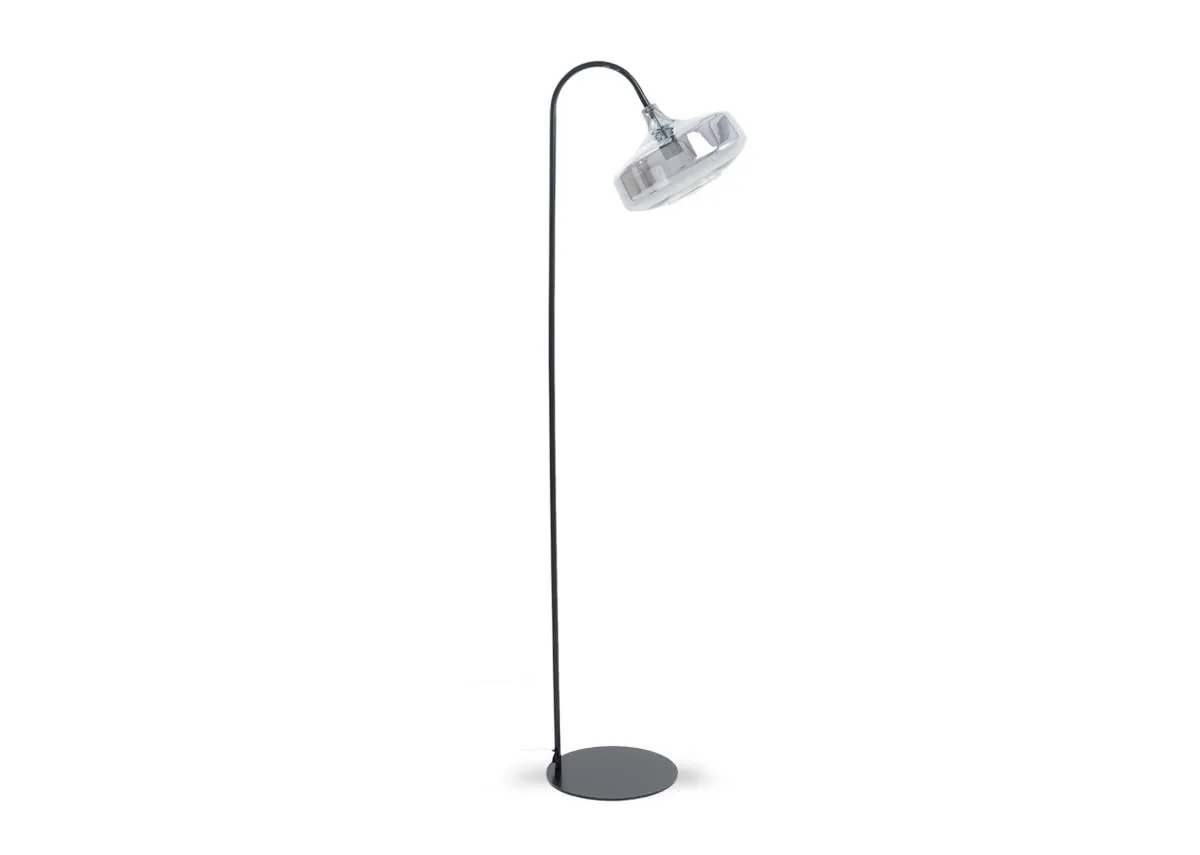 Black & Smoked Glass Floor Lamp - Camila