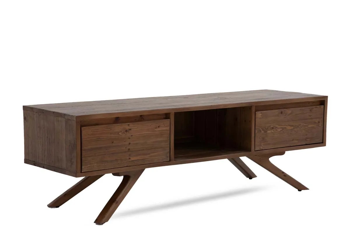 2 Drawer Reclaimed Wood TV Unit - Albion