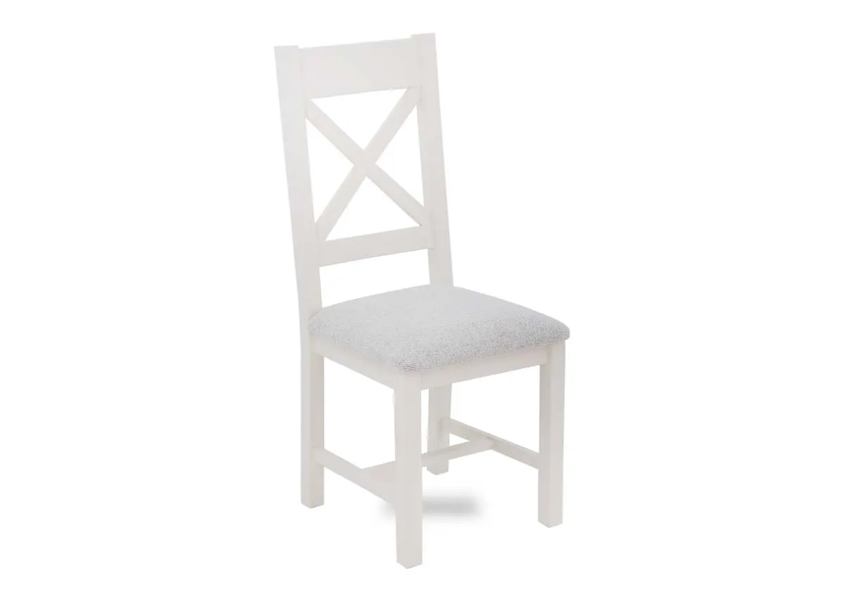 Ivory Oak Dining Chair with Fabric Seat - Woodland
